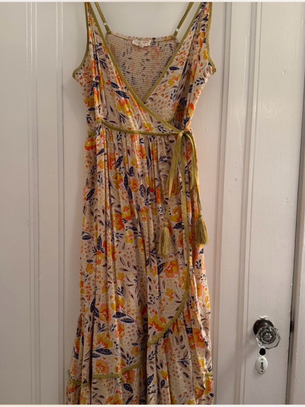 Floral Wrap Maxi Dress in Cream and Yellow